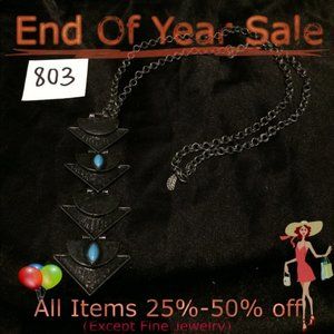 Black Pendent with simulated Turquoise Necklace